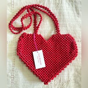 Isaac Mizrahi Red Beaded Heart Bag